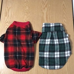 New Bundle Of 2 Plaid Doggie Shirts Size Small 9.5” Waist